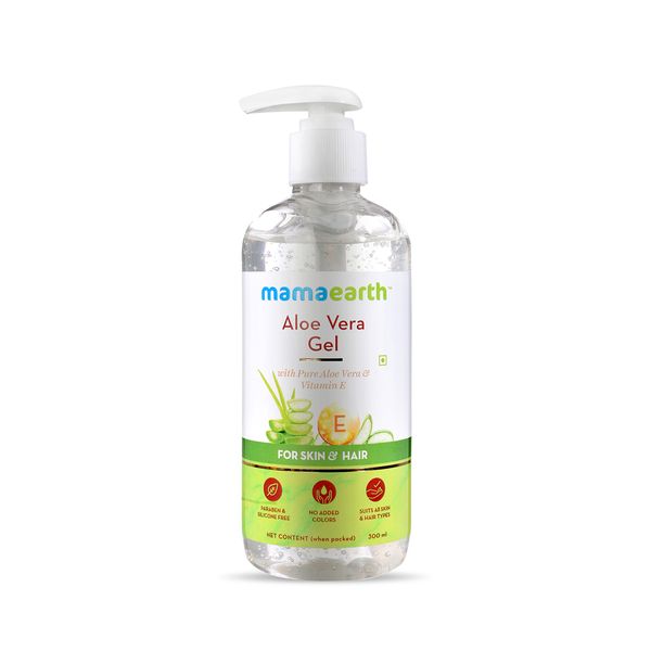 Mamaearth Aloe Vera Gel for skin and hair, pure soothing gel for hydration, cooling, and glowing skin, best natural choice in 2025.