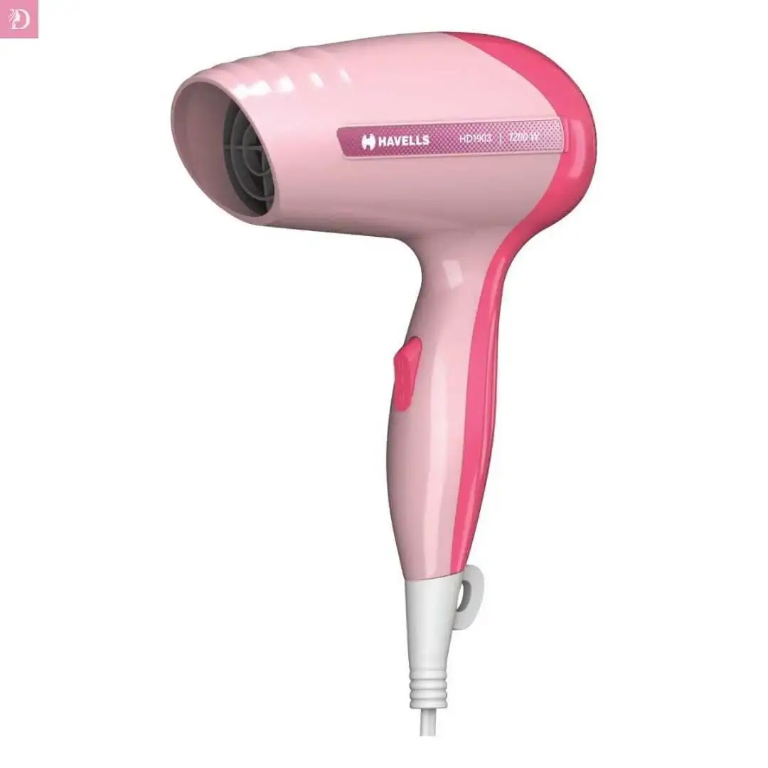 Havells HD1903 pink and red hair dryer for women with 1200W power and foldable handle