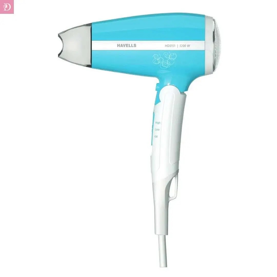 Havells HD3151 Hair Dryer turquoise blue model with 1200W power, foldable handle and cool shot button