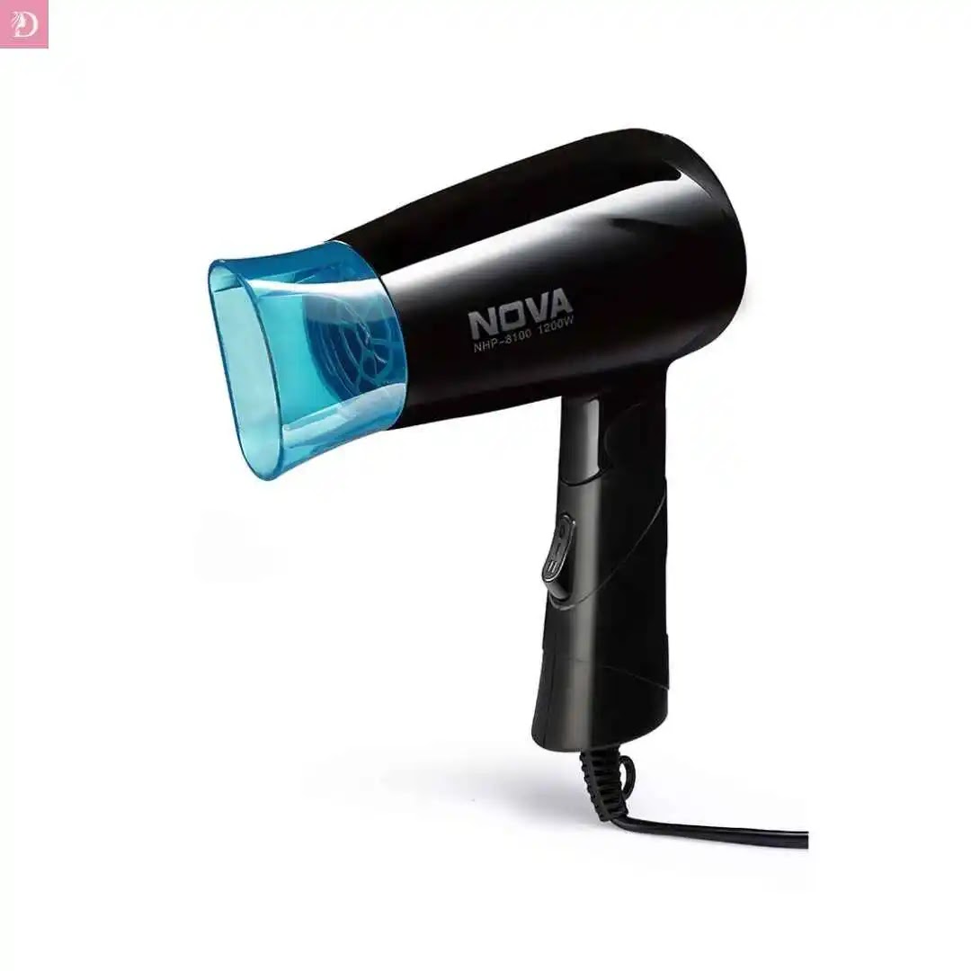 Nova NHP-8100/05 Hair Dryer in black-blue color with 1200W and Silky Shine technology for smooth hair