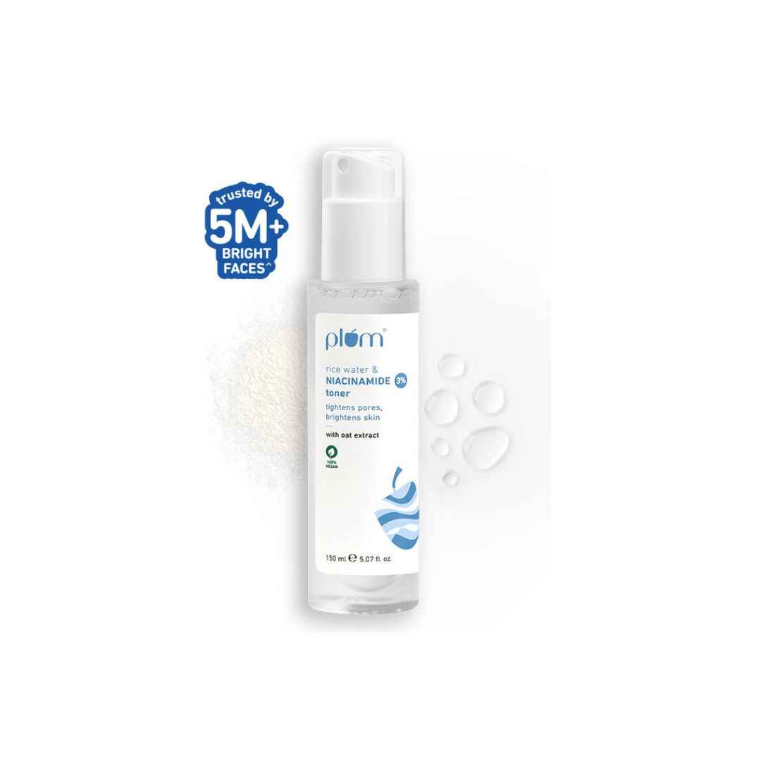 Plum Niacinamide & Rice Water Toner for Glowing Skin – Fades Blemishes & Smoothens for All Skin Types