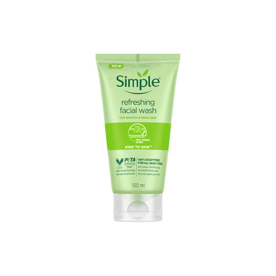 Simple Kind To Skin Refreshing Face Wash, 100% soap-free with no harsh chemicals for all skin types