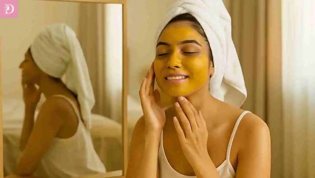 Homemade chemical-free natural face packs with turmeric, aloe vera, multani mitti, and rose water for glowing skin
