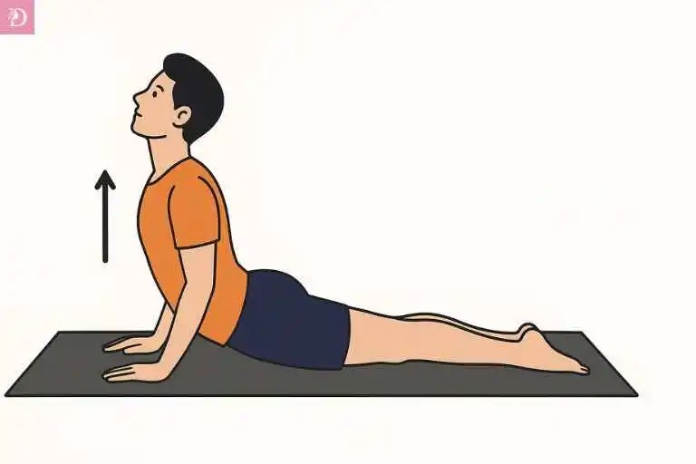 Person performing Bhujangasana, known as Cobra Pose, improving skin glow, spine strength, and blood circulation naturally.