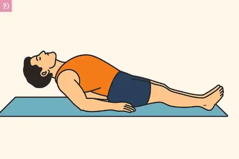 Illustration of Matsyasana Fish Pose, helping improve blood flow to the face and promoting glowing, youthful skin naturally.