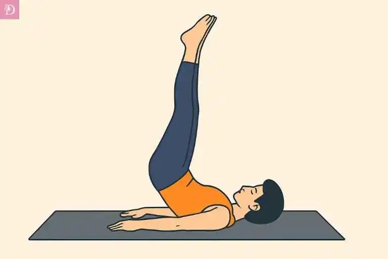 Person doing Sarvangasana Shoulder Stand, increasing blood circulation to the face and promoting clear, healthy skin glow.